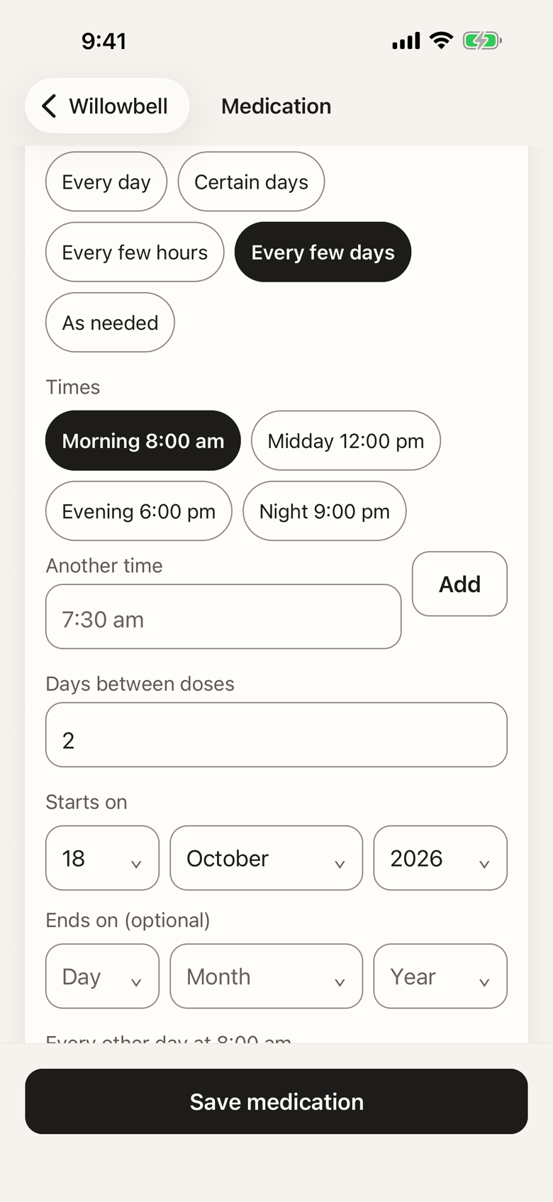 Screenshot of the editor screen